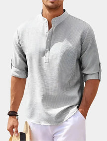T-shirt à Manches Longues Homme - Col Henley Classique et Polyvalent