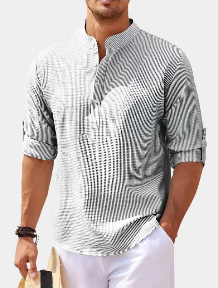T-shirt à Manches Longues Homme - Col Henley Classique et Polyvalent