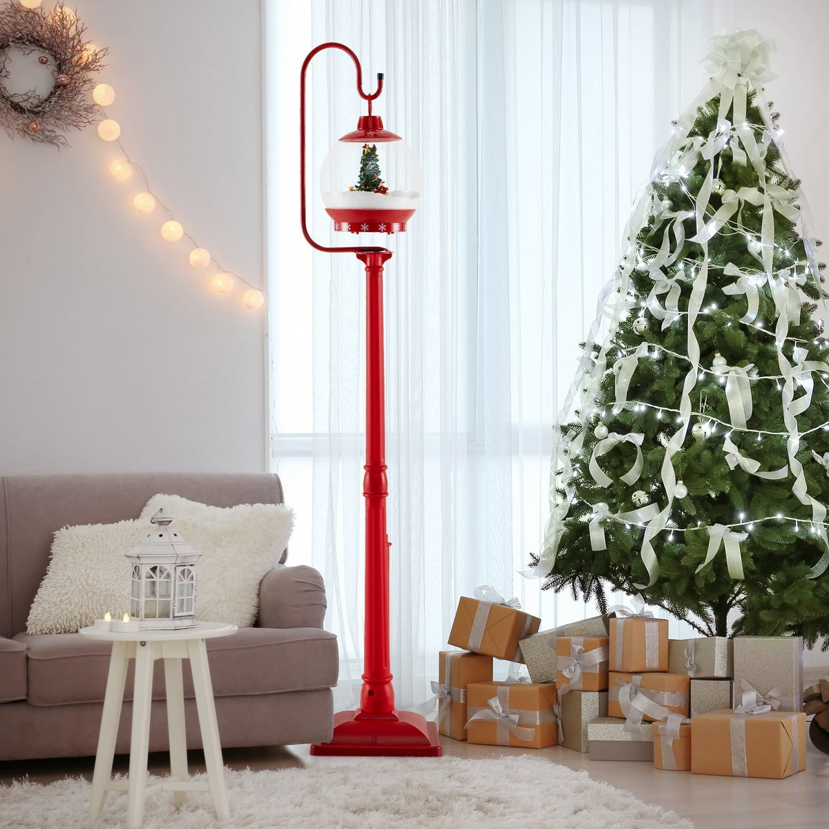 Lanterne de Noël Décorative 68 Pouces - Animée par le Son avec Scène Magique