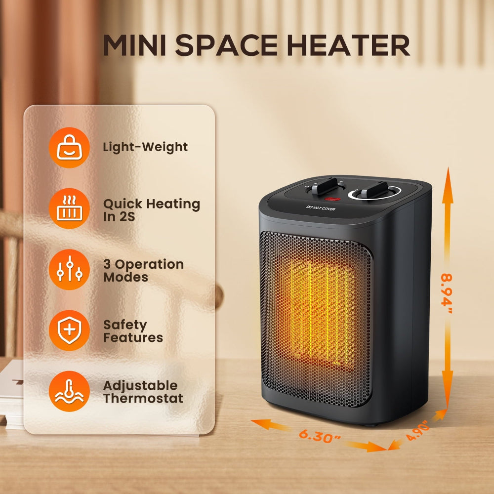 Radiateur Électrique Compact et Efficace - Chaleur Rapide et Silencieuse pour Chambre