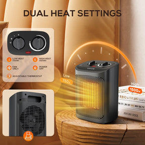 Radiateur Électrique Compact et Efficace - Chaleur Rapide et Silencieuse pour Chambre