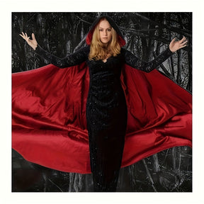 Costume Halloween Gothique avec Cape - Ensemble Élégant et Accessoires Bijoux