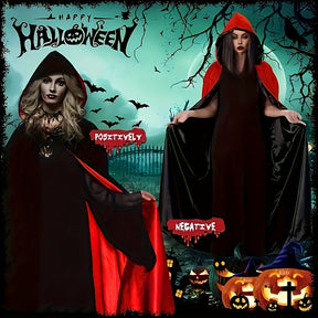 Costume Halloween Gothique avec Cape - Ensemble Élégant et Accessoires Bijoux