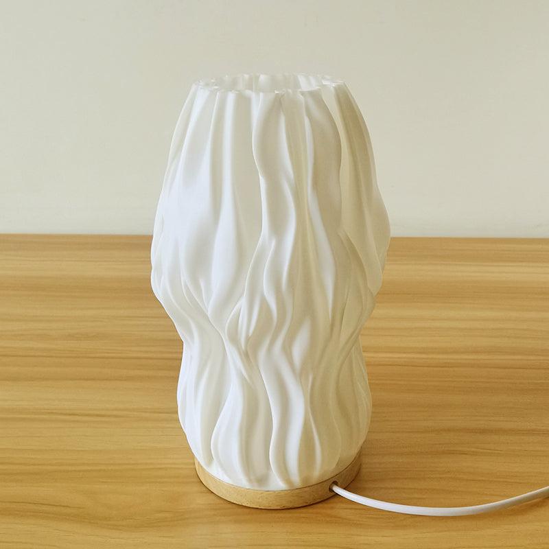 Lampe de Bureau Crème Élégante - Design Plissé et Éclairage Ambiant
