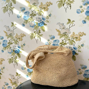 Sac de Plage en Paille Bohème - Rangement Spacieux et Élégant