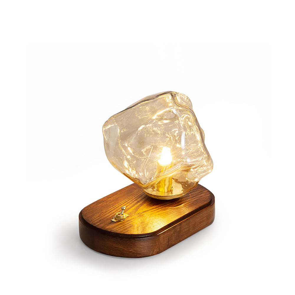 Lampe de Table en Verre Ambre - Design Vintage et Éclairage Chaleureux