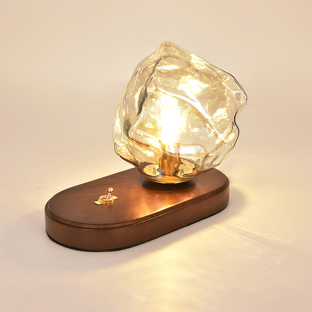 Lampe de Table en Verre Ambre - Design Vintage et Éclairage Chaleureux