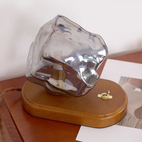 Lampe de Table en Verre Ambre - Design Vintage et Éclairage Chaleureux