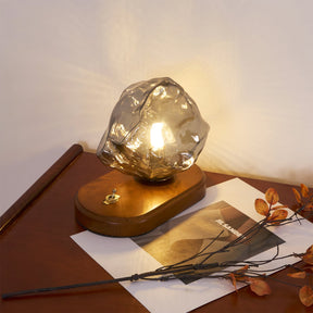 Lampe de Table en Verre Ambre - Design Vintage et Éclairage Chaleureux