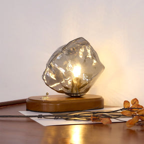 Lampe de Table en Verre Ambre - Design Vintage et Éclairage Chaleureux