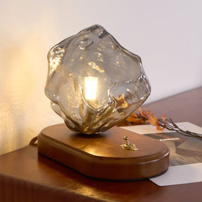 Lampe de Table en Verre Ambre - Design Vintage et Éclairage Chaleureux