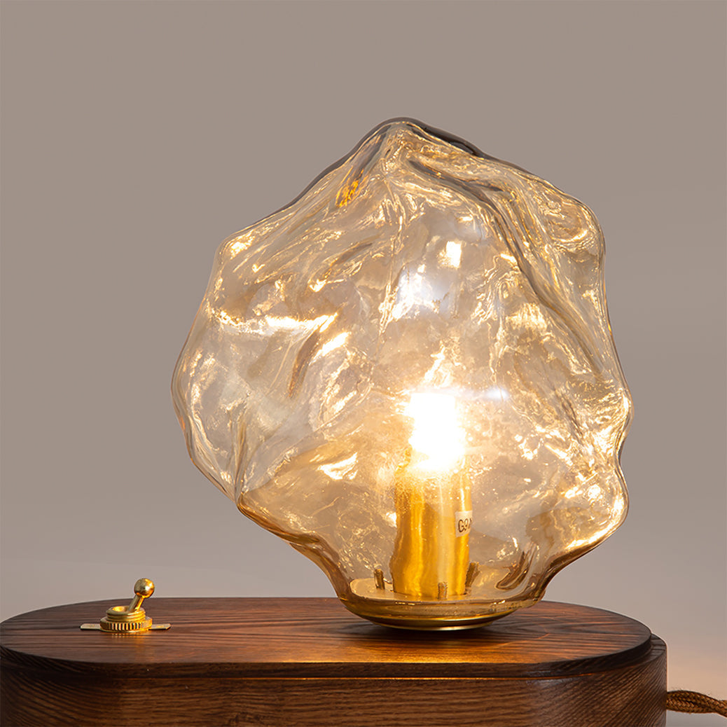 Lampe de Table en Verre Ambre - Design Vintage et Éclairage Chaleureux