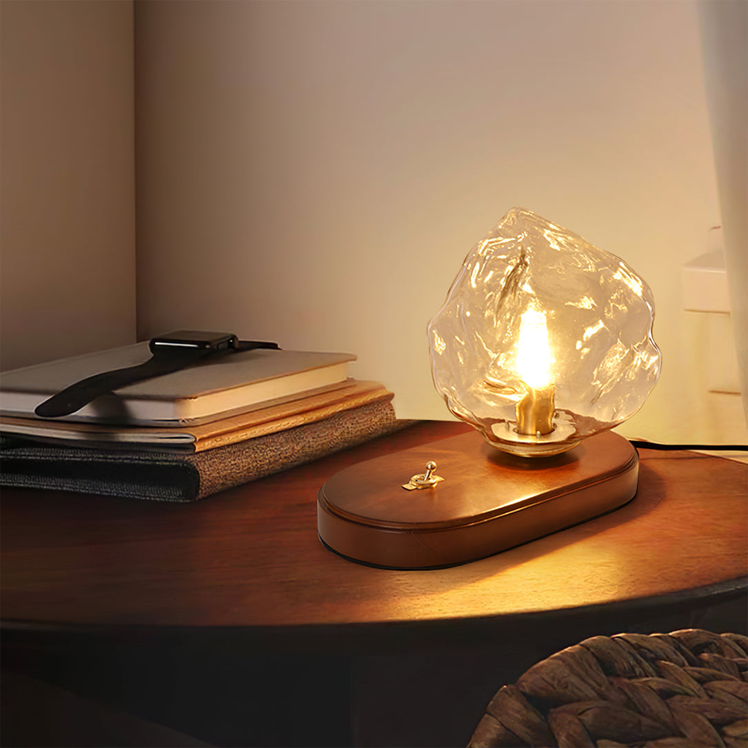 Lampe de Table en Verre Ambre - Design Vintage et Éclairage Chaleureux