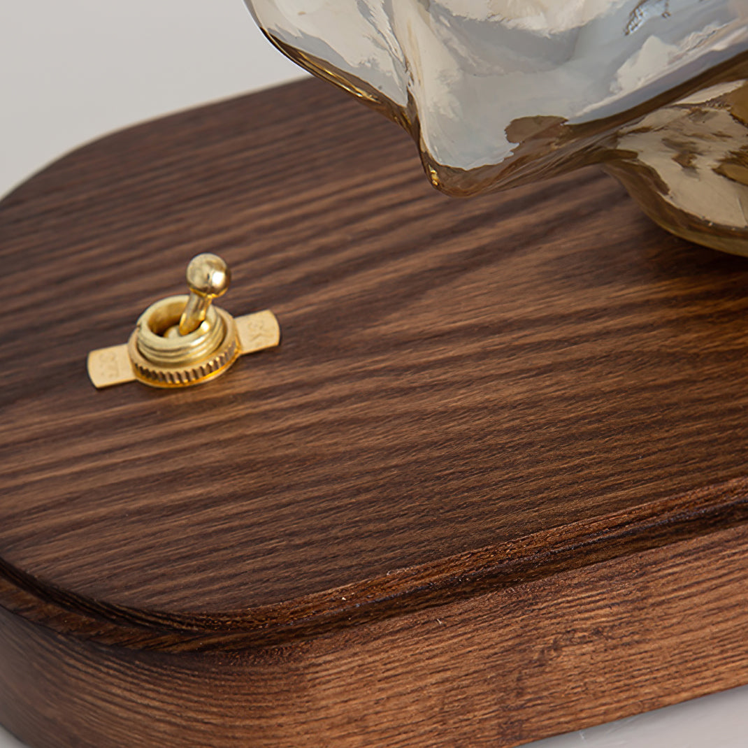 Lampe de Table en Verre Ambre - Design Vintage et Éclairage Chaleureux