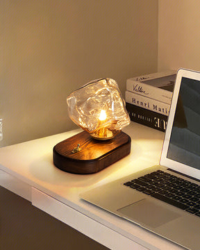 Lampe de Table en Verre Ambre - Design Vintage et Éclairage Chaleureux