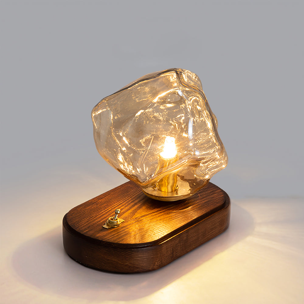 Lampe de Table en Verre Ambre - Design Vintage et Éclairage Chaleureux