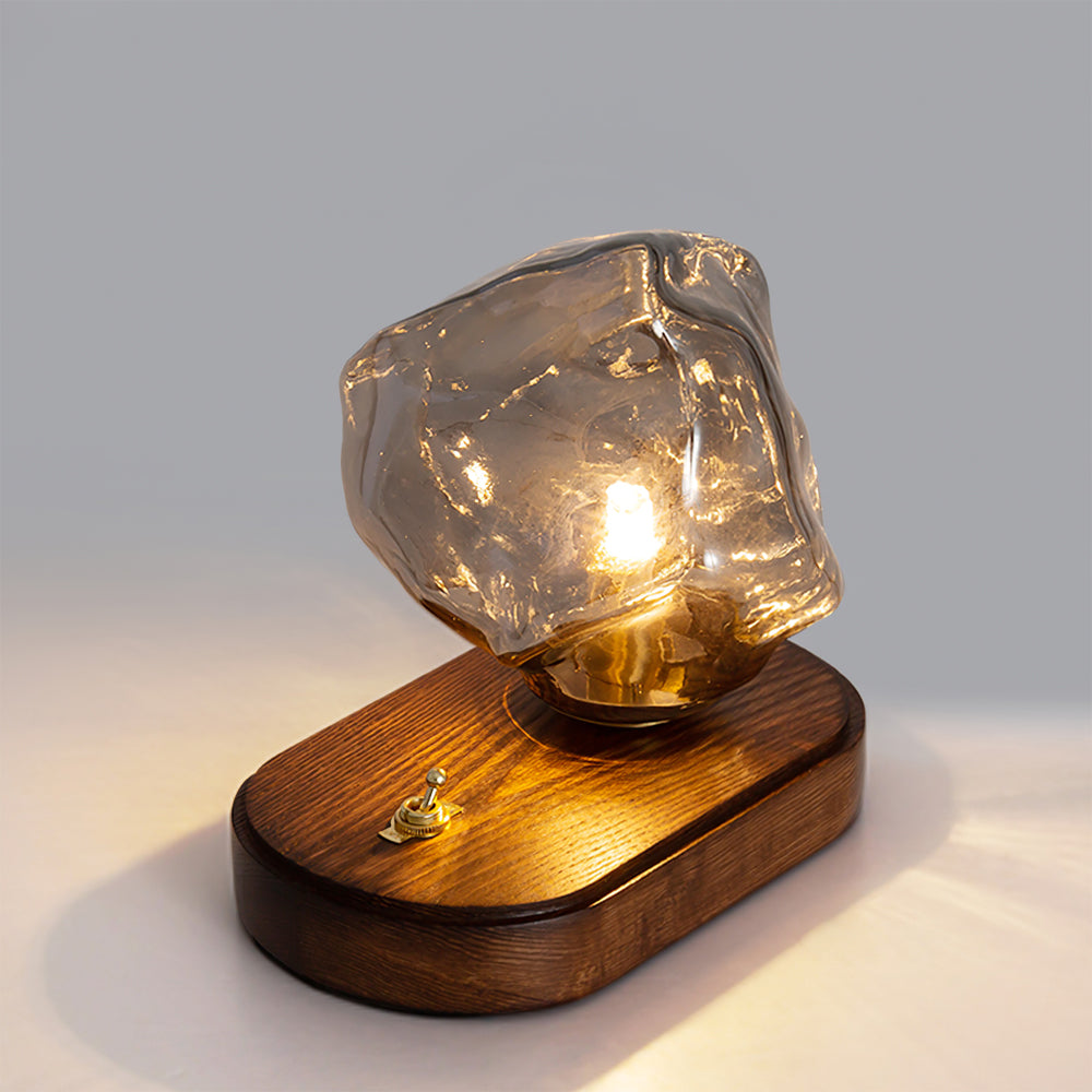 Lampe de Table en Verre Ambre - Design Vintage et Éclairage Chaleureux