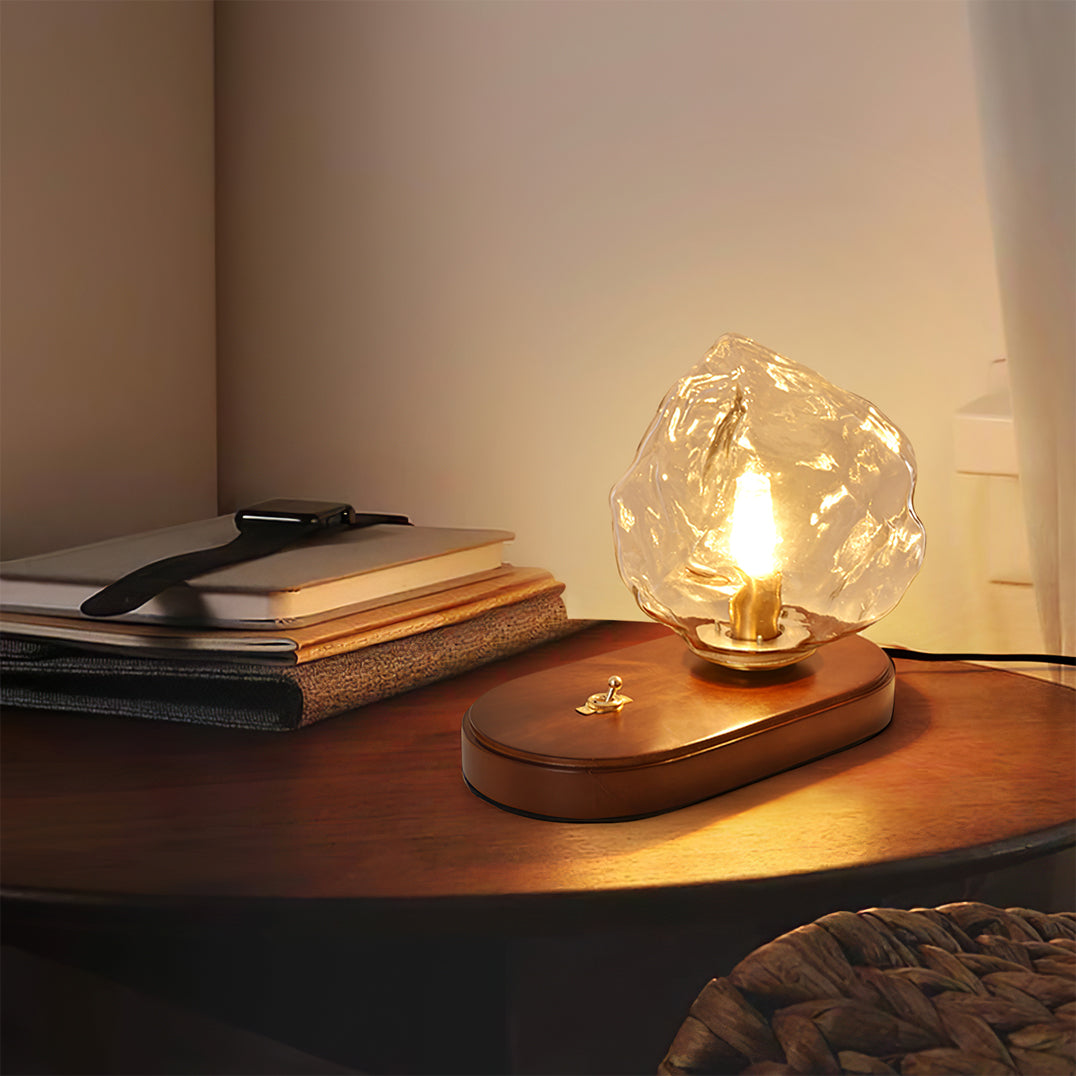 Lampe de Table en Verre Ambre - Design Vintage et Éclairage Chaleureux
