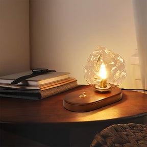 Lampe de Table en Verre Ambre - Design Vintage et Éclairage Chaleureux