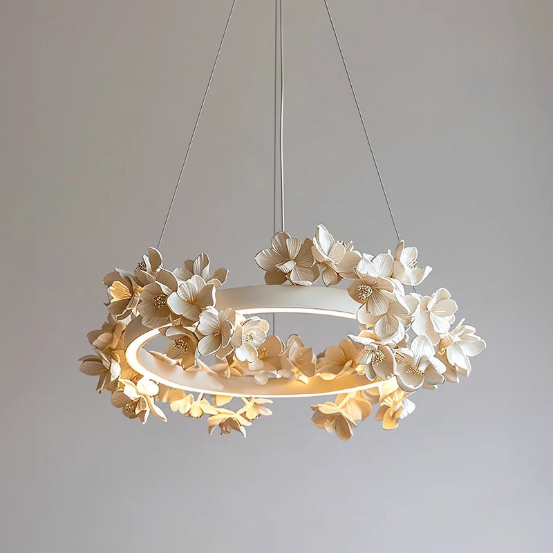 Lustre en Fleurs de Céramique - Élégance Romantique et Chaleureuse