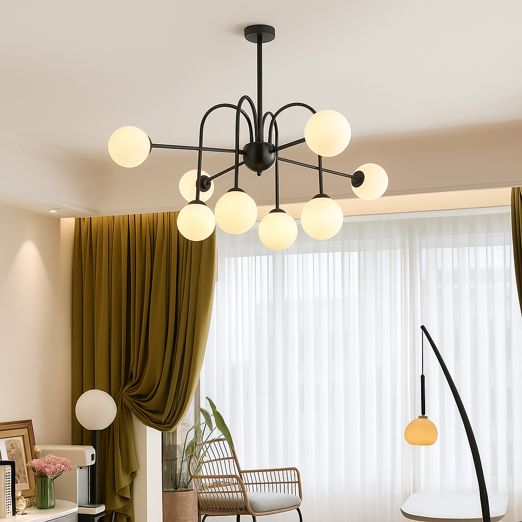 Lustre Contemporain en Verre - Design Artistique et Éclairage LED