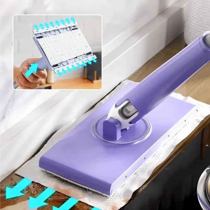 Mop de Nettoyage Écologique - Tête Pivotante à 360° et Chiffons Réutilisables
