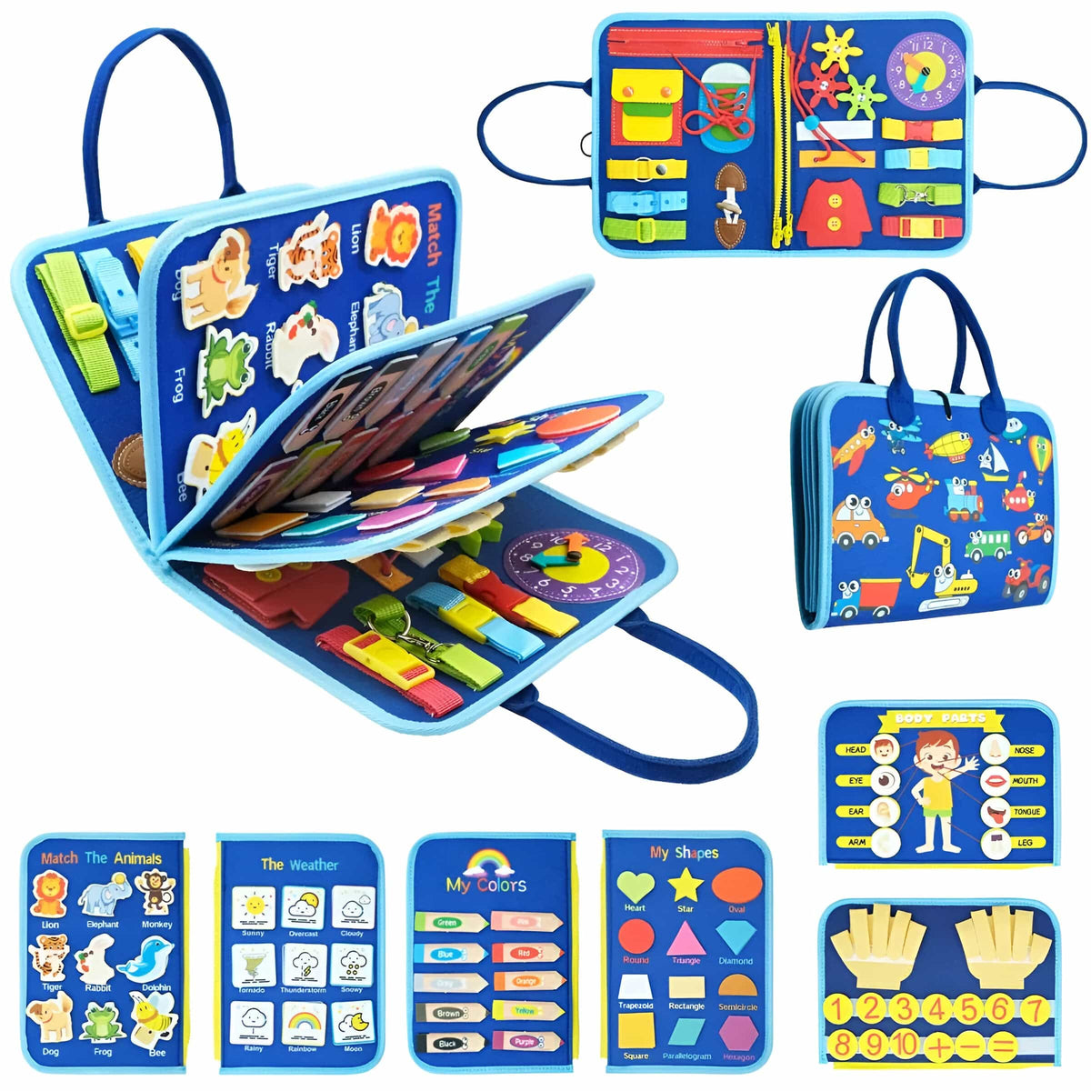 Livre Montessori Interactif pour Enfants - Activités Engagantes avec Lacets et Boutons