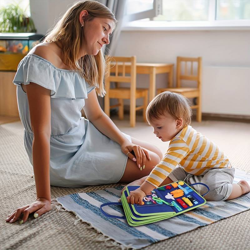 Livre Montessori Interactif pour Enfants - Activités Engagantes avec Lacets et Boutons