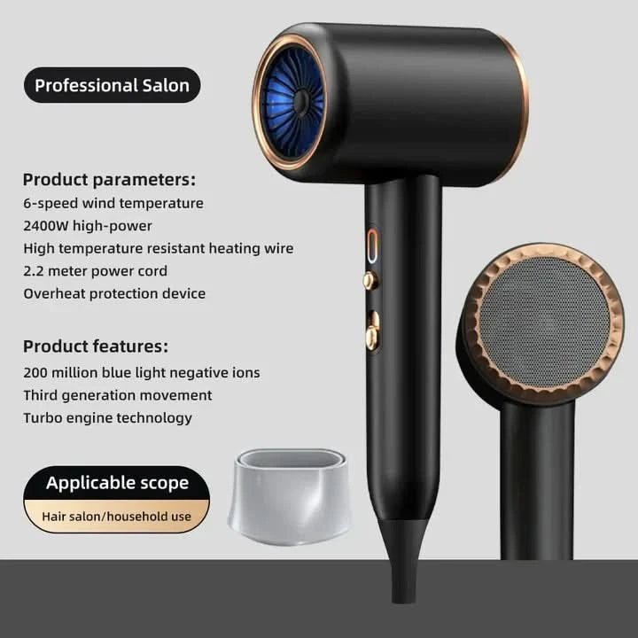 Sèche-cheveux 2400W Puissant et Efficace | Brillance et Contrôle des Frisottis