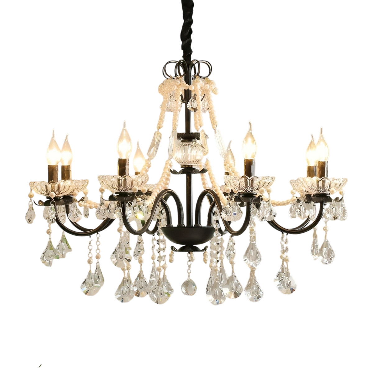 Lustre en Cristal Noir Contemporain - Élégance et Luxe pour Votre Intérieur