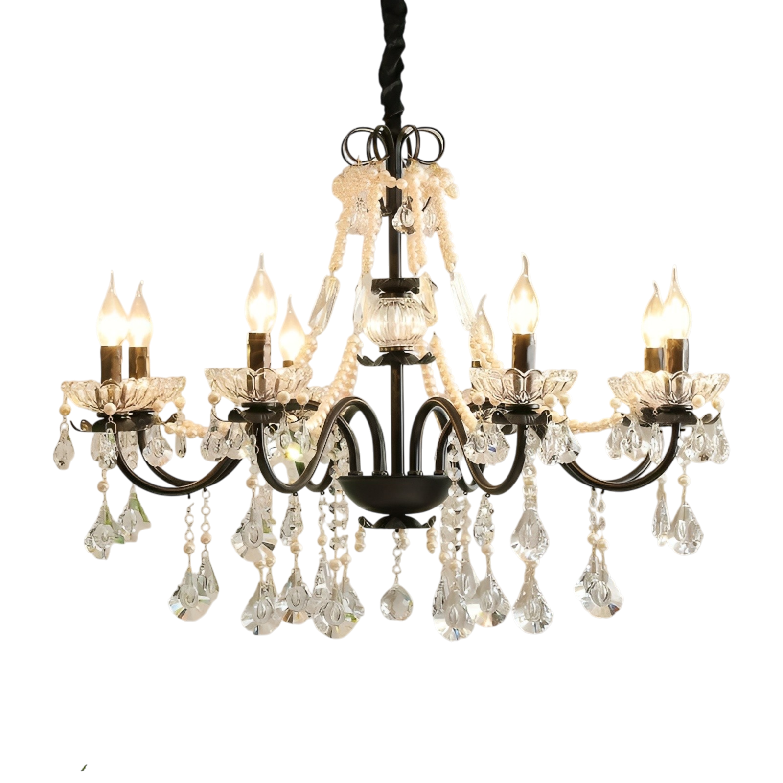 Lustre en Cristal Noir Contemporain - Élégance et Luxe pour Votre Intérieur