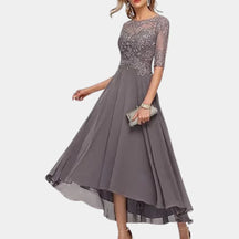 Robe Maxi Élégante en Chiffon - Silhouette A-Ligne et Détails Raffinés