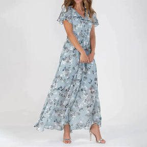 Robe Maxi Fleurie Vintage - Chiffon Léger et Confortable pour l'Été