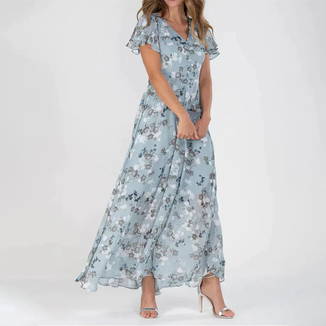 Robe Maxi Fleurie Vintage - Chiffon Léger et Confortable pour l'Été