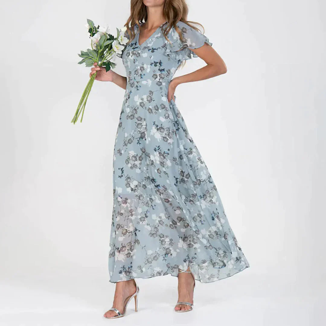 Robe Maxi Fleurie Vintage - Chiffon Léger et Confortable pour l'Été