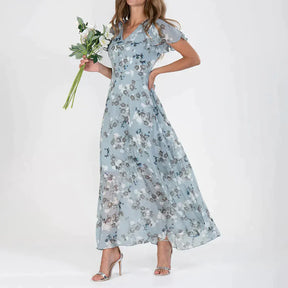 Robe Maxi Fleurie Vintage - Chiffon Léger et Confortable pour l'Été