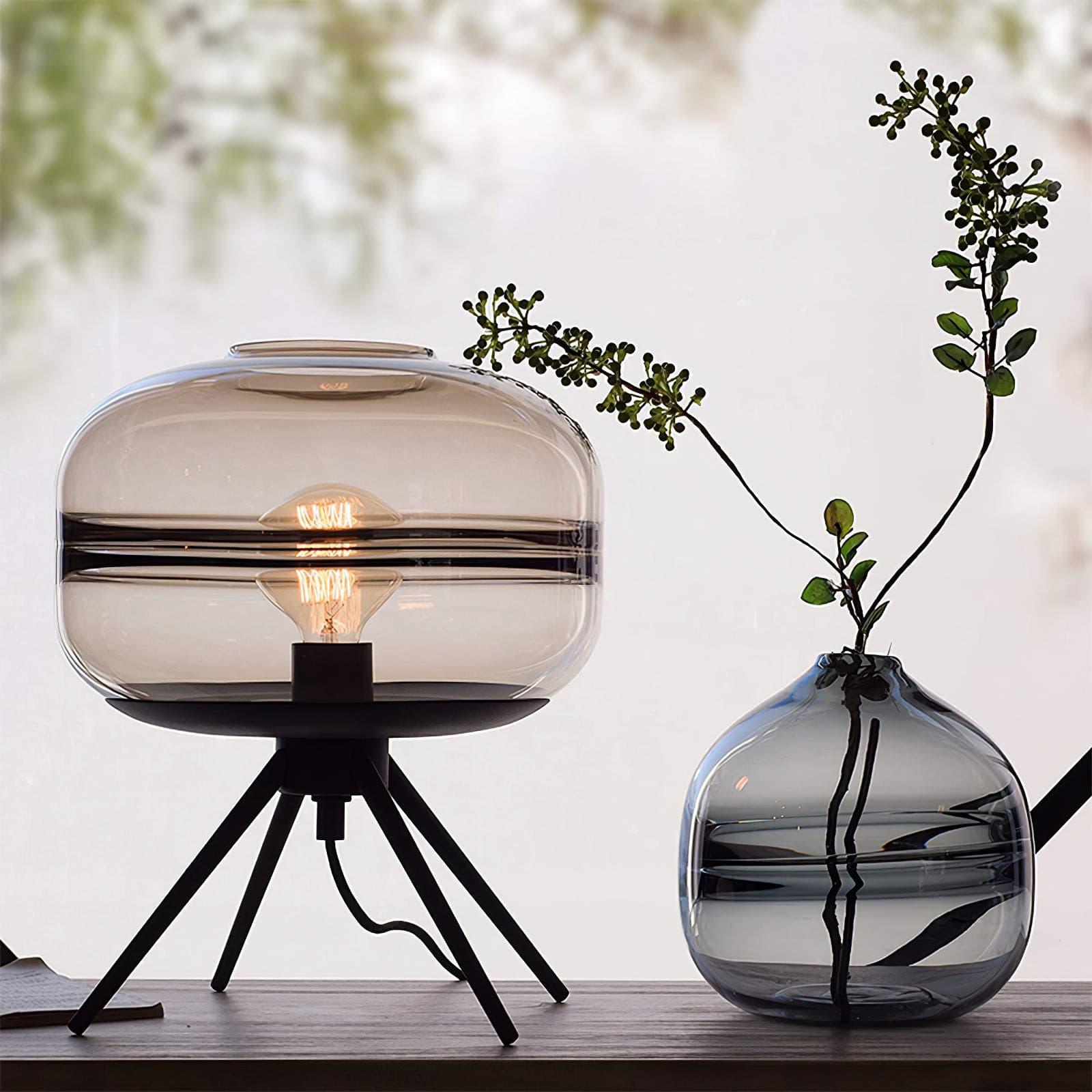 Lampe de Table LED en Verre - Éclairage Chaleureux et Design Élégant