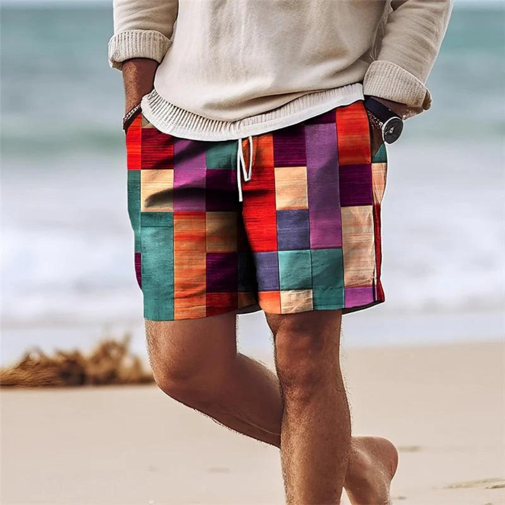 Shorts d'été pour Hommes - Imprimé Géométrique Tendance et Confortable
