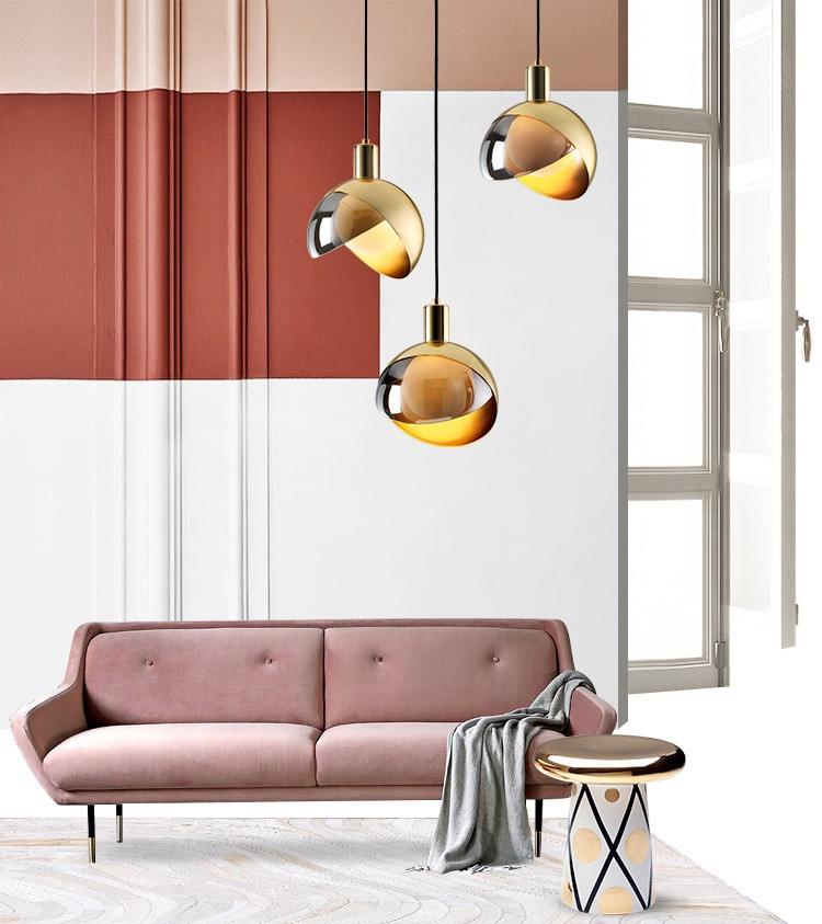 Suspension en Verre Doré Moderne - Design Scandinave Élégant et Réglable