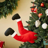 Décoration de Sapin de Noël en Peluche - Jambes de Père Noël Amusantes et Douces