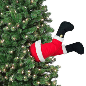 Décoration de Sapin de Noël en Peluche - Jambes de Père Noël Amusantes et Douces