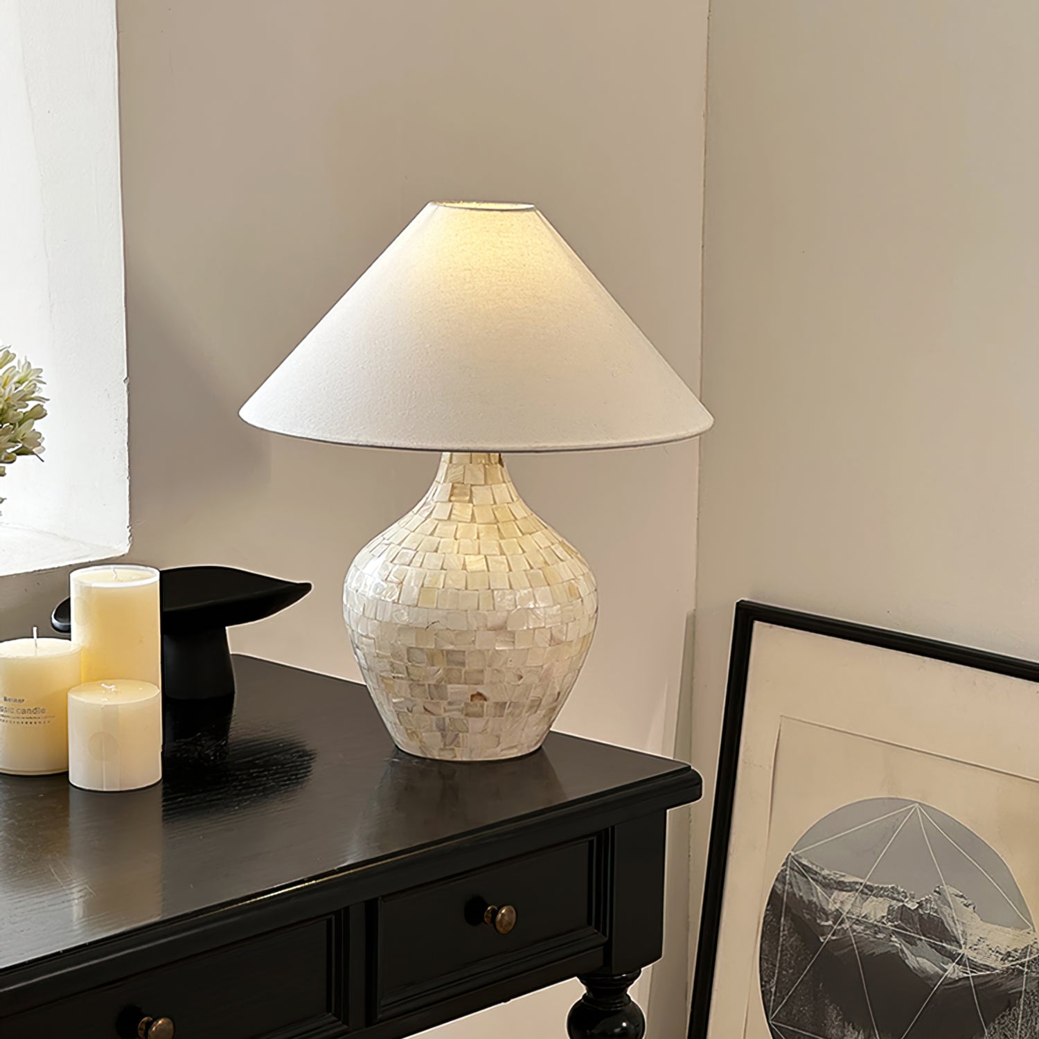 Lampe de Table en Coquillages - Design Élégant et Ambiance Apaisante