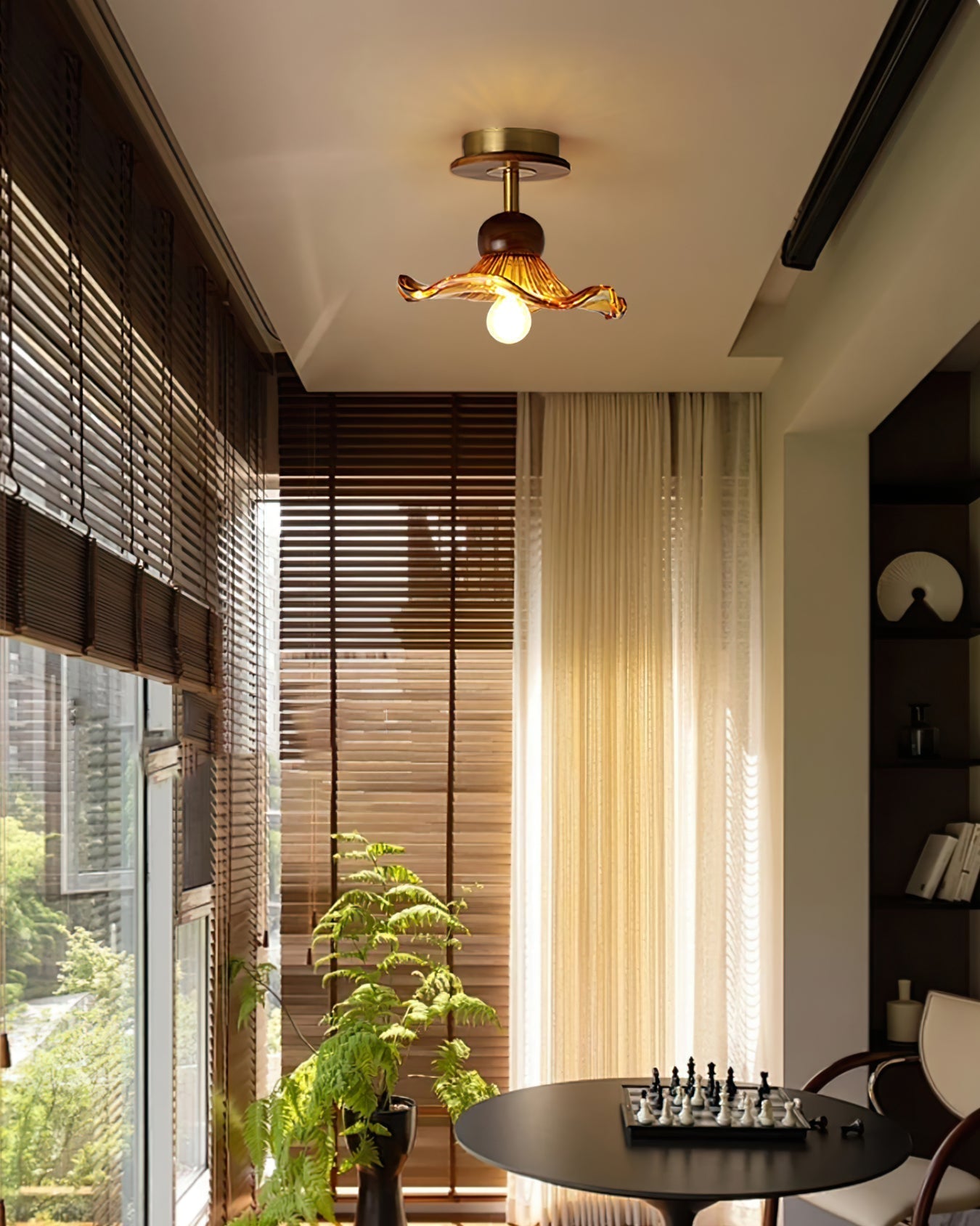 Lampe de Plafond en Bois - Ambiance Sereine et Élégante