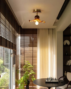 Lampe de Plafond en Bois - Ambiance Sereine et Élégante