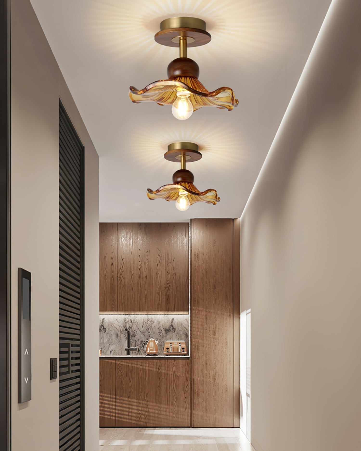 Lampe de Plafond en Bois - Ambiance Sereine et Élégante