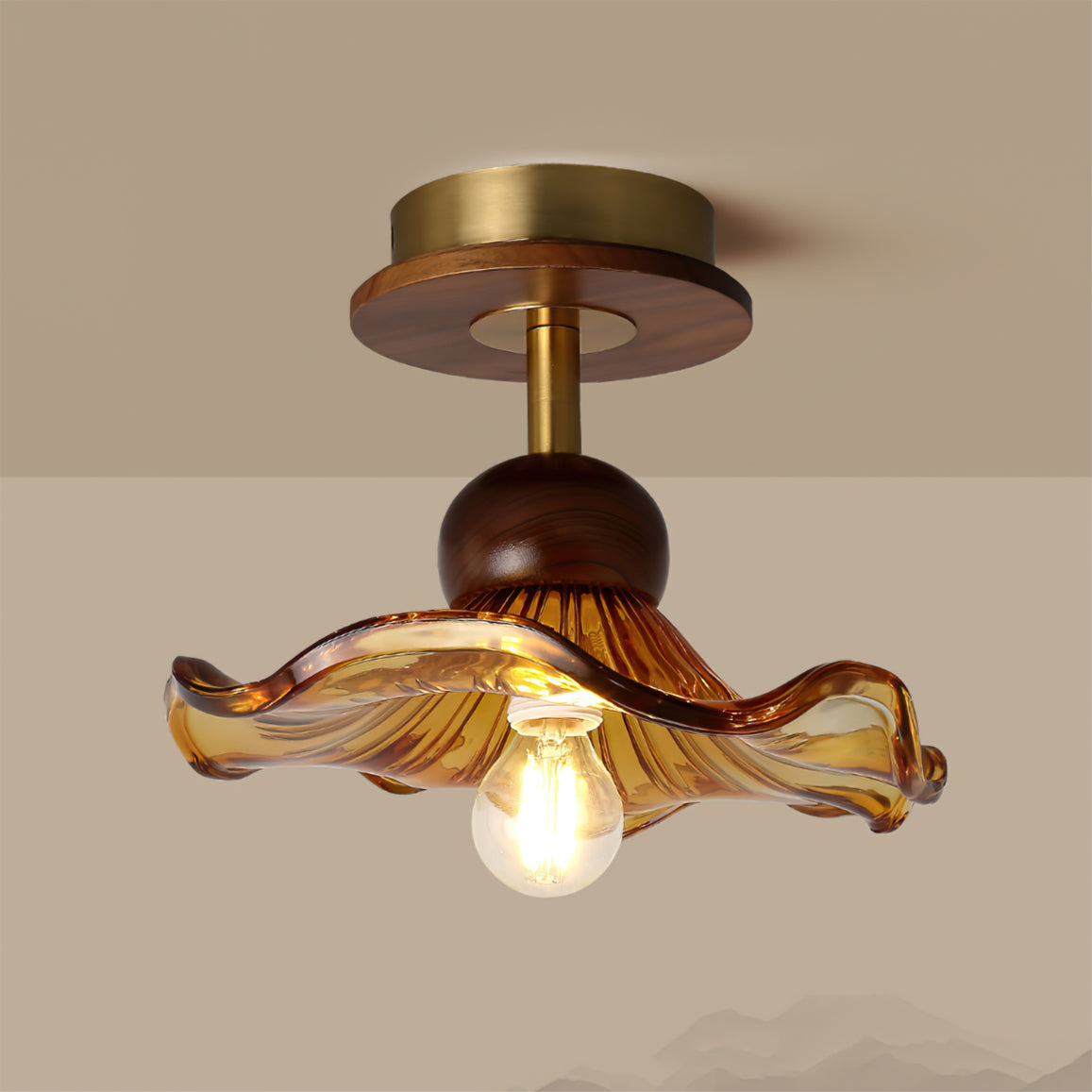 Lampe de Plafond en Bois - Ambiance Sereine et Élégante