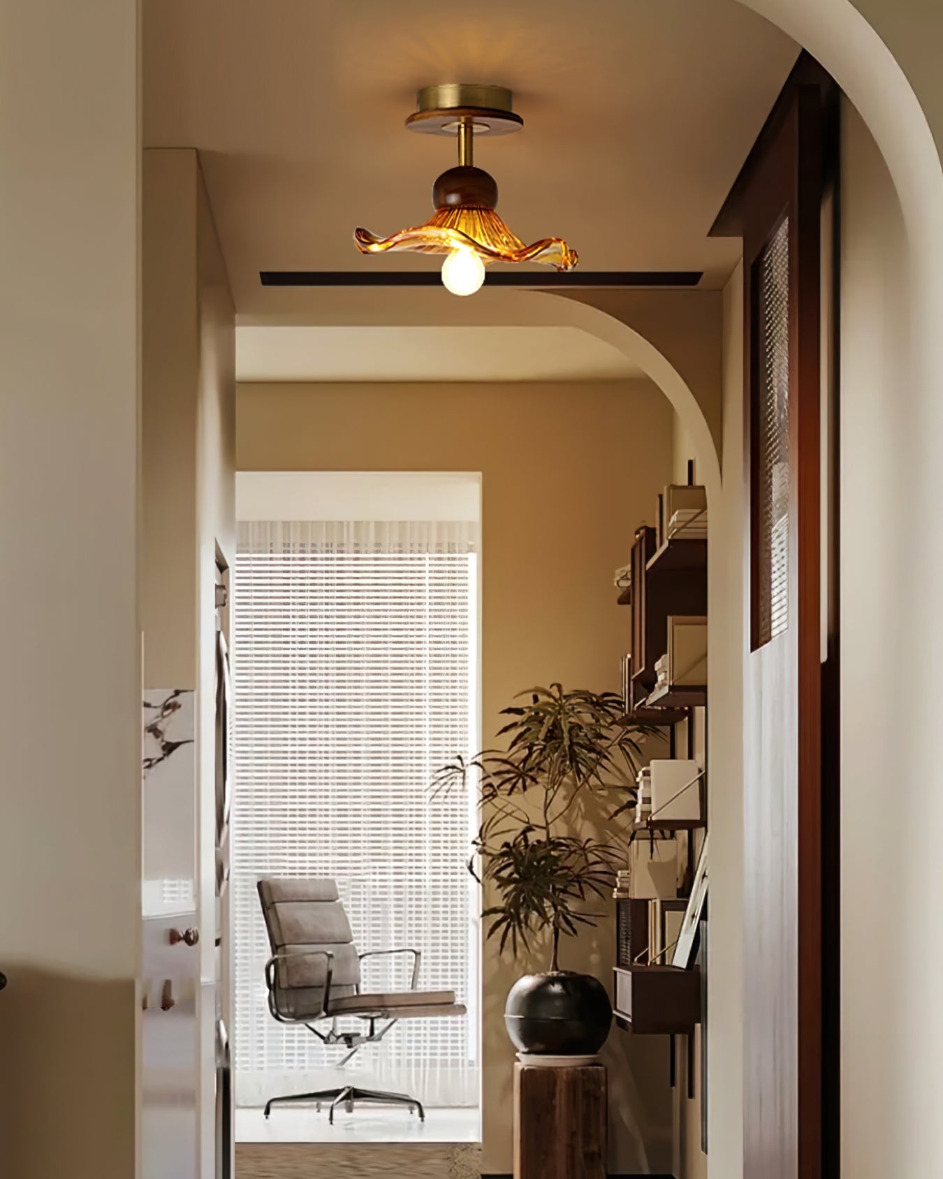 Lampe de Plafond en Bois - Ambiance Sereine et Élégante