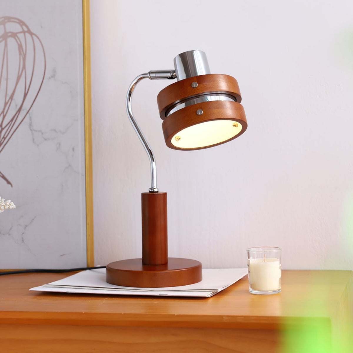 Lampe de Bureau Élégante en Bois - Design Moderne et Tête Rotative