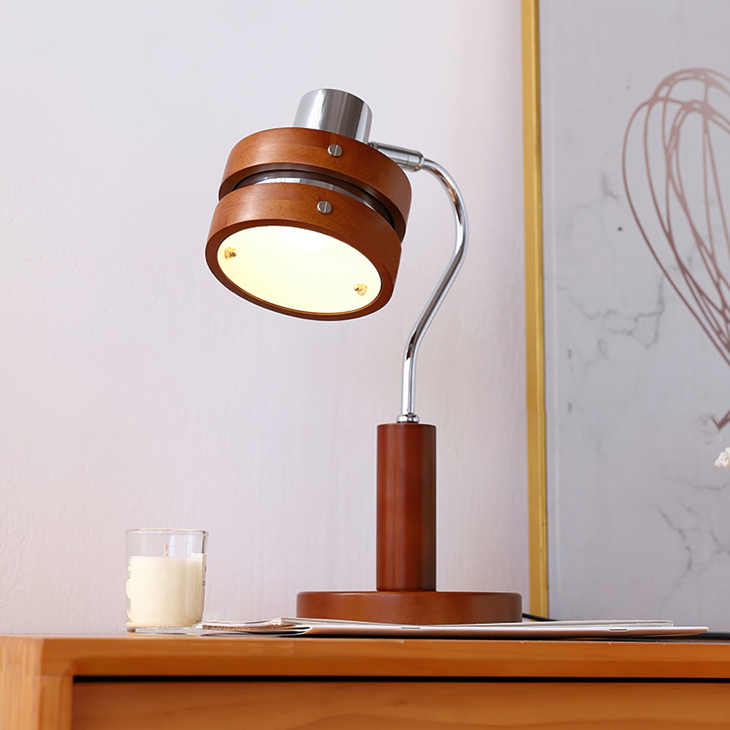 Lampe de Bureau Élégante en Bois - Design Moderne et Tête Rotative