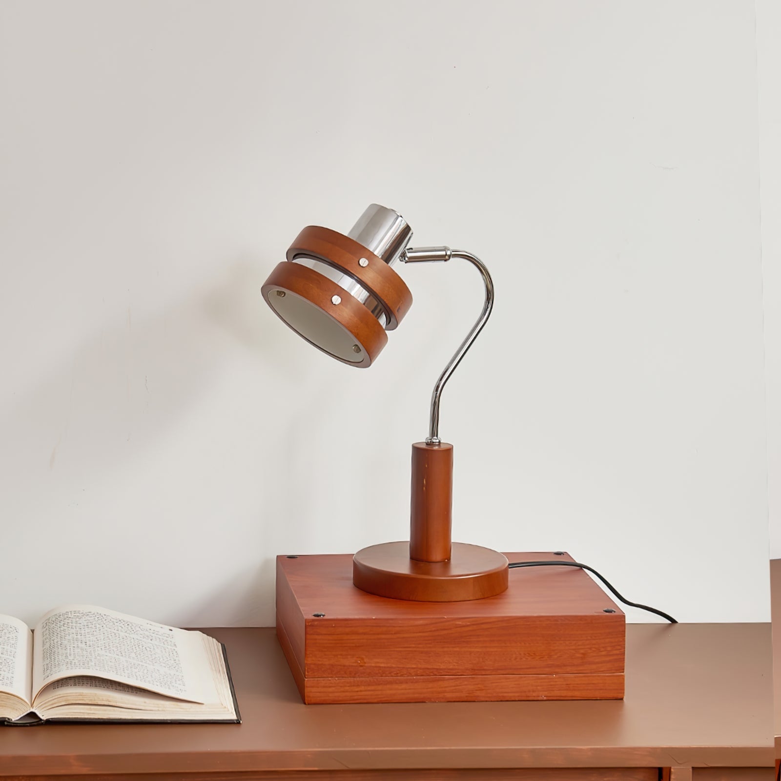 Lampe de Bureau Élégante en Bois - Design Moderne et Tête Rotative